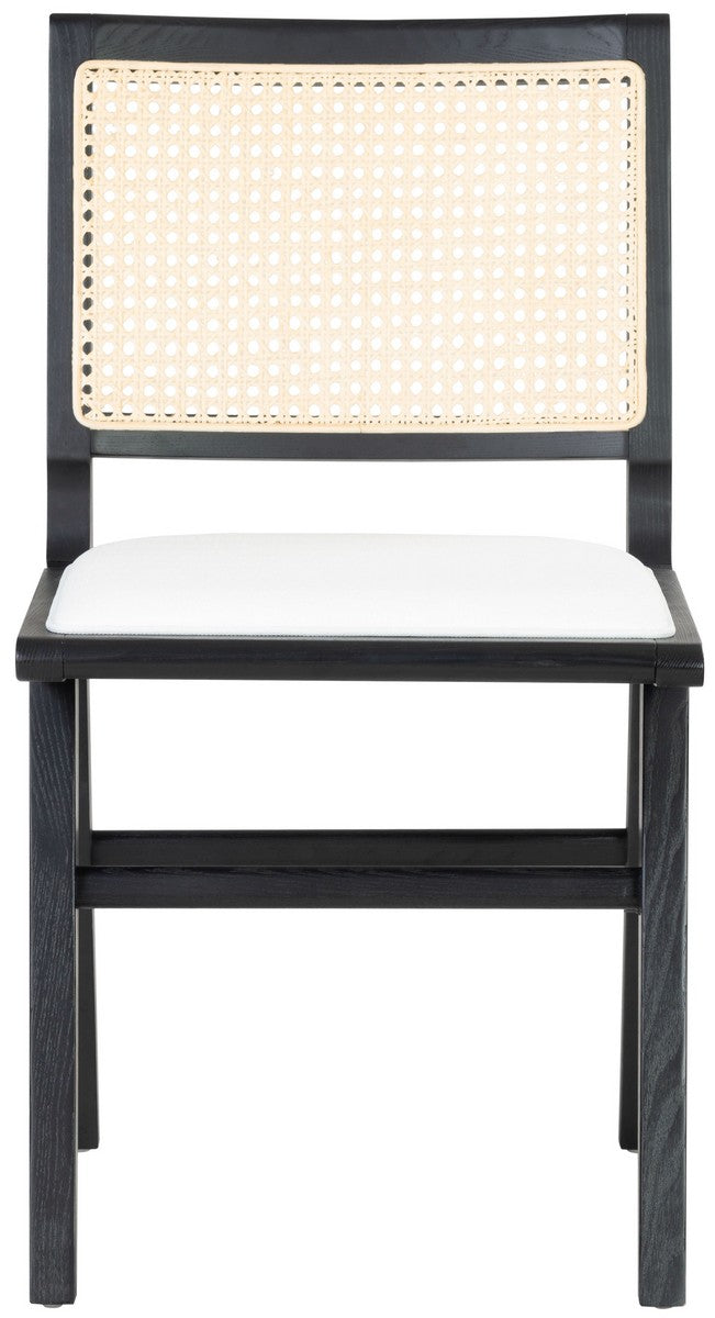 Safavieh Hattie French Cane Cushion Seat Dining Chair Black / Natural Wood / Rattan / Fabric / Foam SFV4154A-SET2