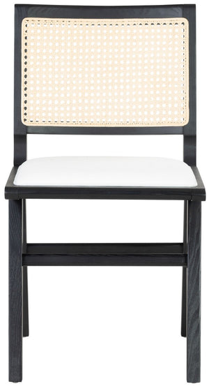 Safavieh Hattie French Cane Cushion Seat Dining Chair Black / Natural Wood / Rattan / Fabric / Foam SFV4154A-SET2