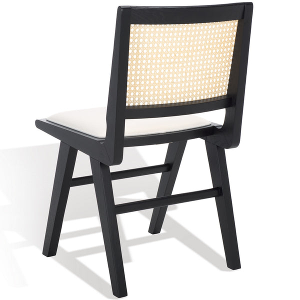 Safavieh Hattie French Cane Cushion Seat Dining Chair Black / Natural Wood / Rattan / Fabric / Foam SFV4154A-SET2