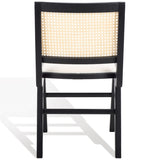 Safavieh Hattie French Cane Cushion Seat Dining Chair Black / Natural Wood / Rattan / Fabric / Foam SFV4154A-SET2