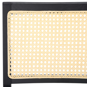 Safavieh Hattie French Cane Cushion Seat Dining Chair Black / Natural Wood / Rattan / Fabric / Foam SFV4154A-SET2