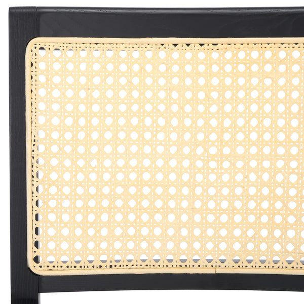 Safavieh Hattie French Cane Cushion Seat Dining Chair Black / Natural Wood / Rattan / Fabric / Foam SFV4154A-SET2