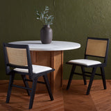 Safavieh Hattie French Cane Cushion Seat Dining Chair Black / Natural Wood / Rattan / Fabric / Foam SFV4154A-SET2