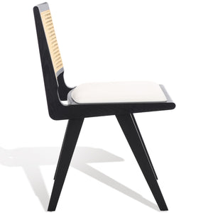 Safavieh Hattie French Cane Cushion Seat Dining Chair Black / Natural Wood / Rattan / Fabric / Foam SFV4154A-SET2