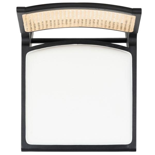 Safavieh Hattie French Cane Cushion Seat Dining Chair Black / Natural Wood / Rattan / Fabric / Foam SFV4154A-SET2