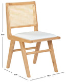 Safavieh Hattie French Cane Cushion Seat Dining Chair Natural Wood / Rattan / Fabric / Foam SFV4154B-SET2