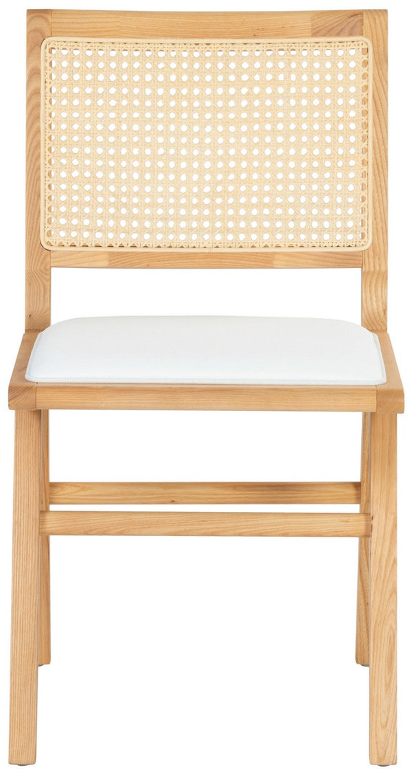 Safavieh Hattie French Cane Cushion Seat Dining Chair Natural Wood / Rattan / Fabric / Foam SFV4154B-SET2