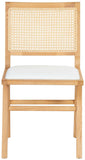 Safavieh Hattie French Cane Cushion Seat Dining Chair Natural Wood / Rattan / Fabric / Foam SFV4154B-SET2