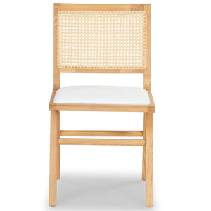 Safavieh Hattie French Cane Cushion Seat Dining Chair Natural Wood / Rattan / Fabric / Foam SFV4154B-SET2