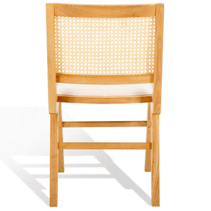 Safavieh Hattie French Cane Cushion Seat Dining Chair Natural Wood / Rattan / Fabric / Foam SFV4154B-SET2