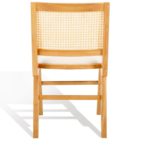 Safavieh Hattie French Cane Cushion Seat Dining Chair Natural Wood / Rattan / Fabric / Foam SFV4154B-SET2