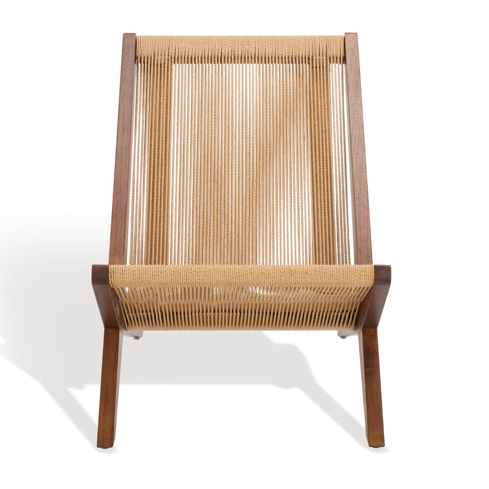 Safavieh TRISHA Folding Rope Accent Chair - Walnut Frame, Natural Texture, Stylish & Space-Saving Design SFV4156A