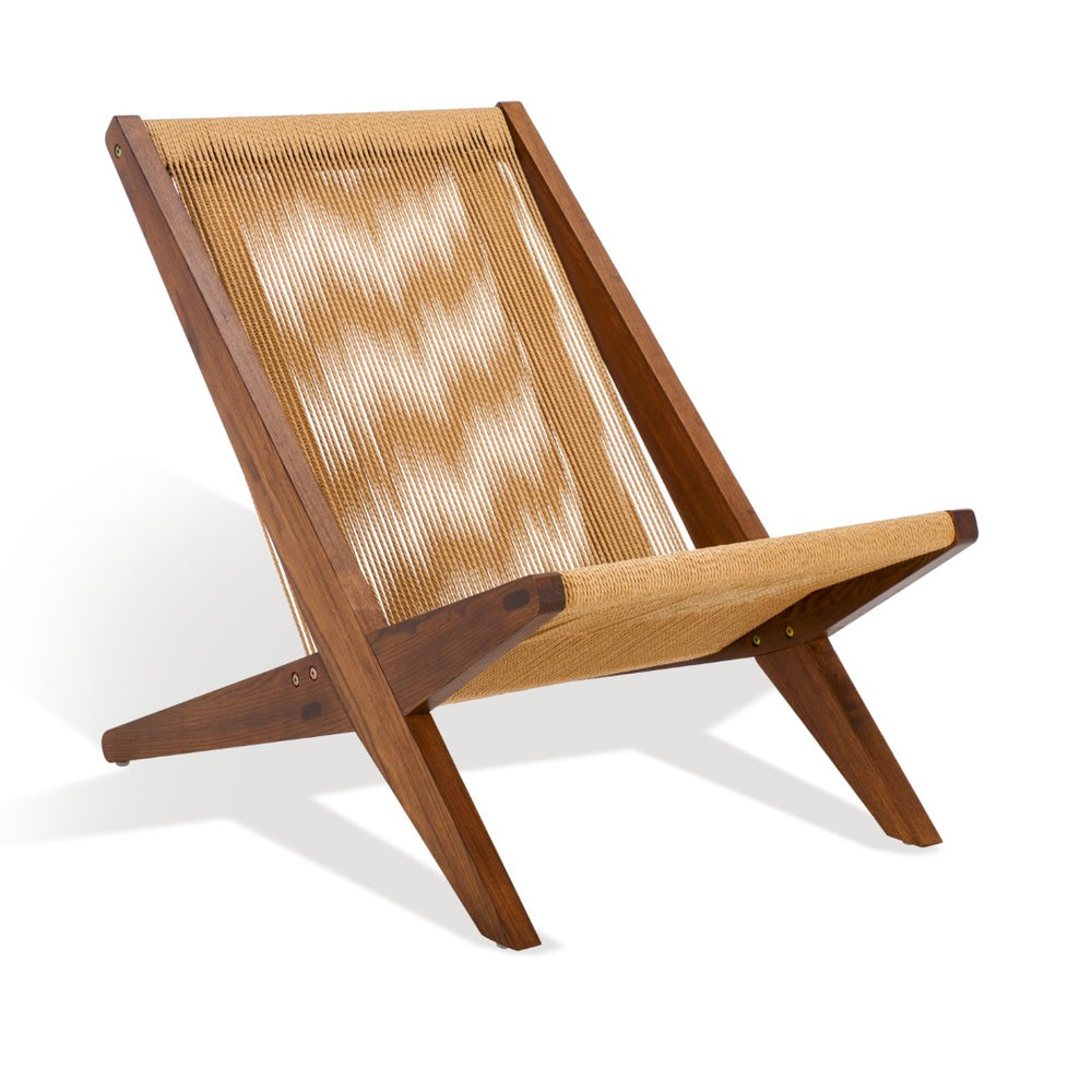 Safavieh TRISHA Folding Rope Accent Chair - Walnut Frame, Natural Texture, Stylish & Space-Saving Design SFV4156A