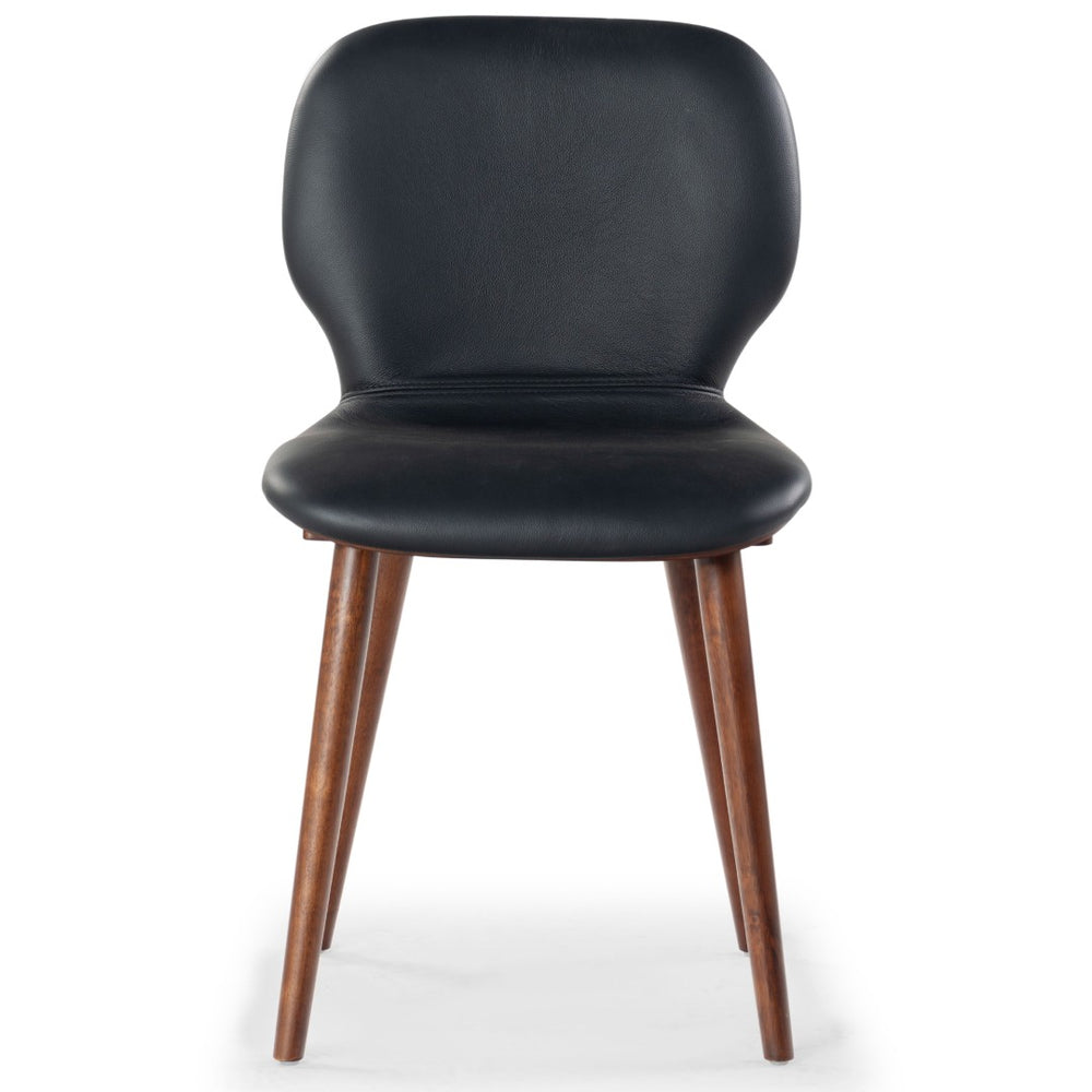Safavieh TAZMYN Leather Dining Chair - Elegant Modern Design with Comfortable Support for Stylish Dining Spaces Black / Walnut SFV4157A