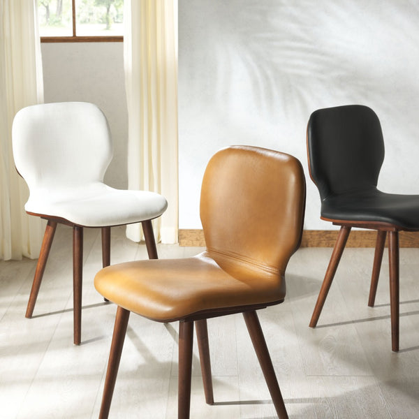 Safavieh TAZMYN Linen Dining Chair - White Upholstery & Walnut Frame for Modern Elegance & Comfort SFV4157C