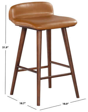 Safavieh Tazmyn Leather Counter Stool Brown / Walnut SFV4158B