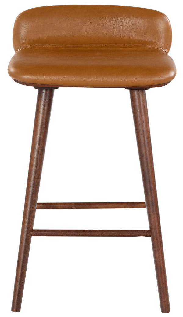 Safavieh Tazmyn Leather Counter Stool Brown / Walnut SFV4158B