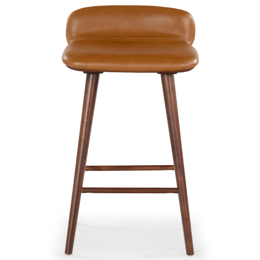 Safavieh TAZMYN Leather Counter Stool - Modern Design with Classic Comfort for Stylish Kitchen & Bar Spaces Brown / Walnut SFV4158B