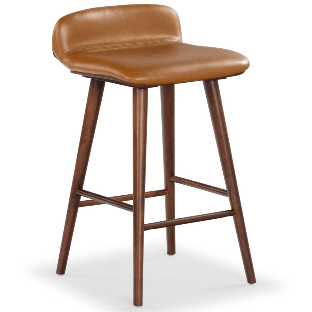 Safavieh TAZMYN Leather Counter Stool - Modern Design with Classic Comfort for Stylish Kitchen & Bar Spaces Brown / Walnut SFV4158B