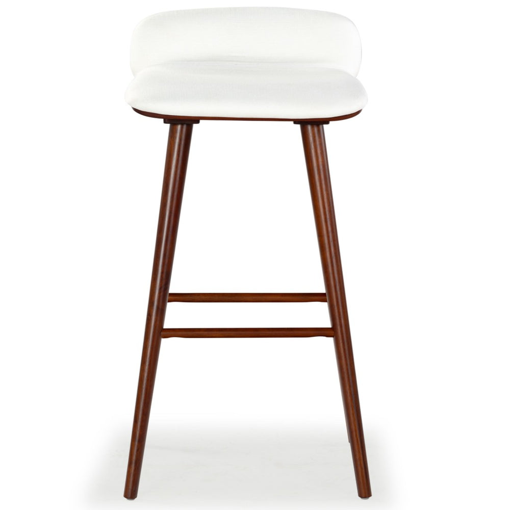 Safavieh TAZMYN Linen Counter Stool - Elegant White Upholstery with Walnut Accents for Modern Spaces SFV4158C