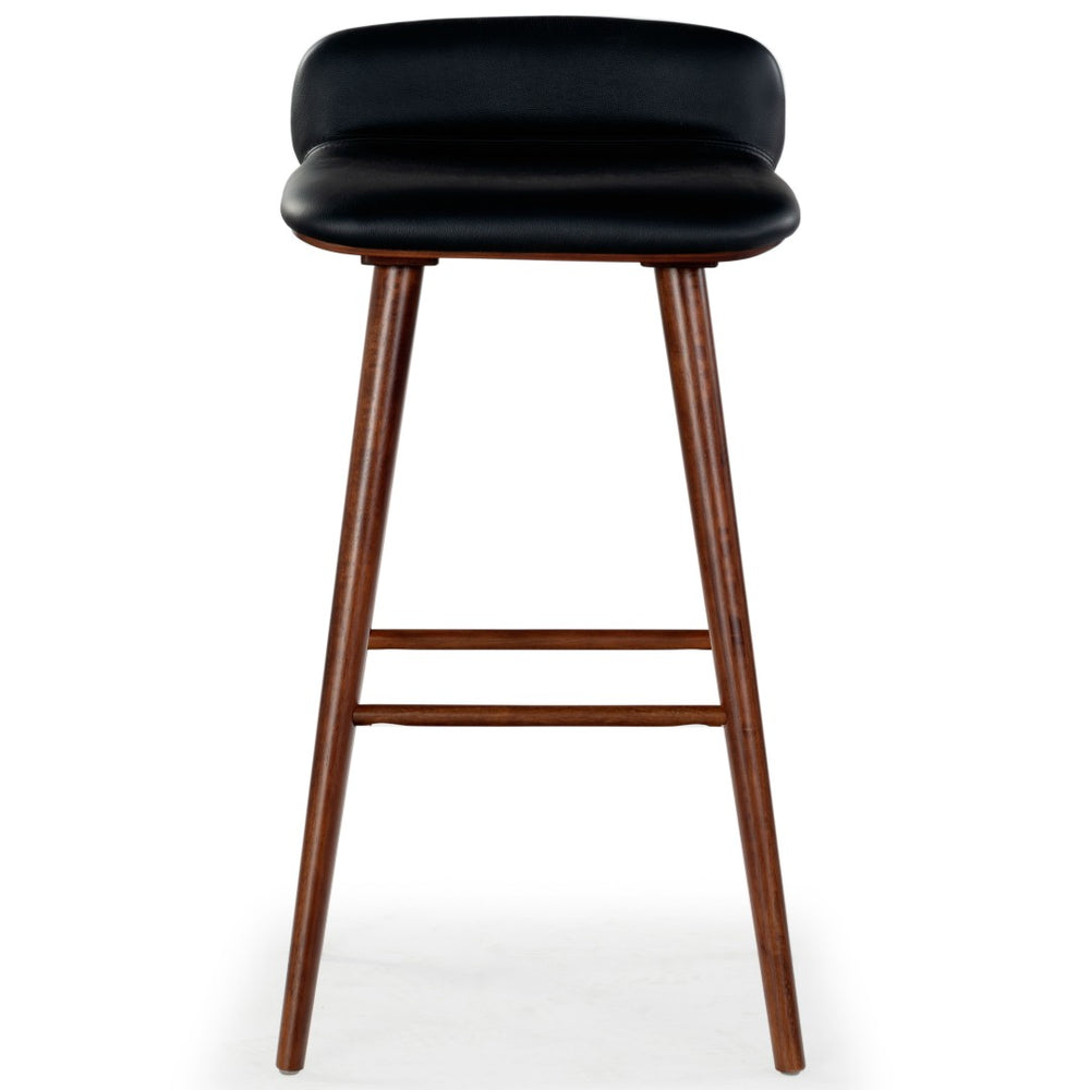 Safavieh TAZMYN Leather Barstool - Stylish Comfort for Kitchen Islands and Bars with Durable Modern Design Black / Walnut SFV4159A