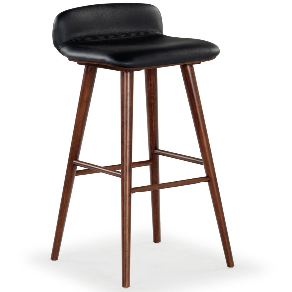 Safavieh TAZMYN Leather Barstool - Stylish Comfort for Kitchen Islands and Bars with Durable Modern Design Black / Walnut SFV4159A