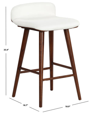 Safavieh Tazmyn Linen Barstool White / Walnut SFV4159C