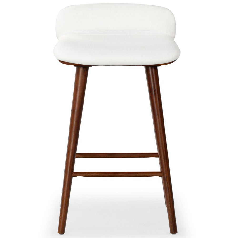 Safavieh TAZMYN Linen Barstool - Elegant White Seat with Walnut Base, Ideal for Modern Kitchens & Bars SFV4159C