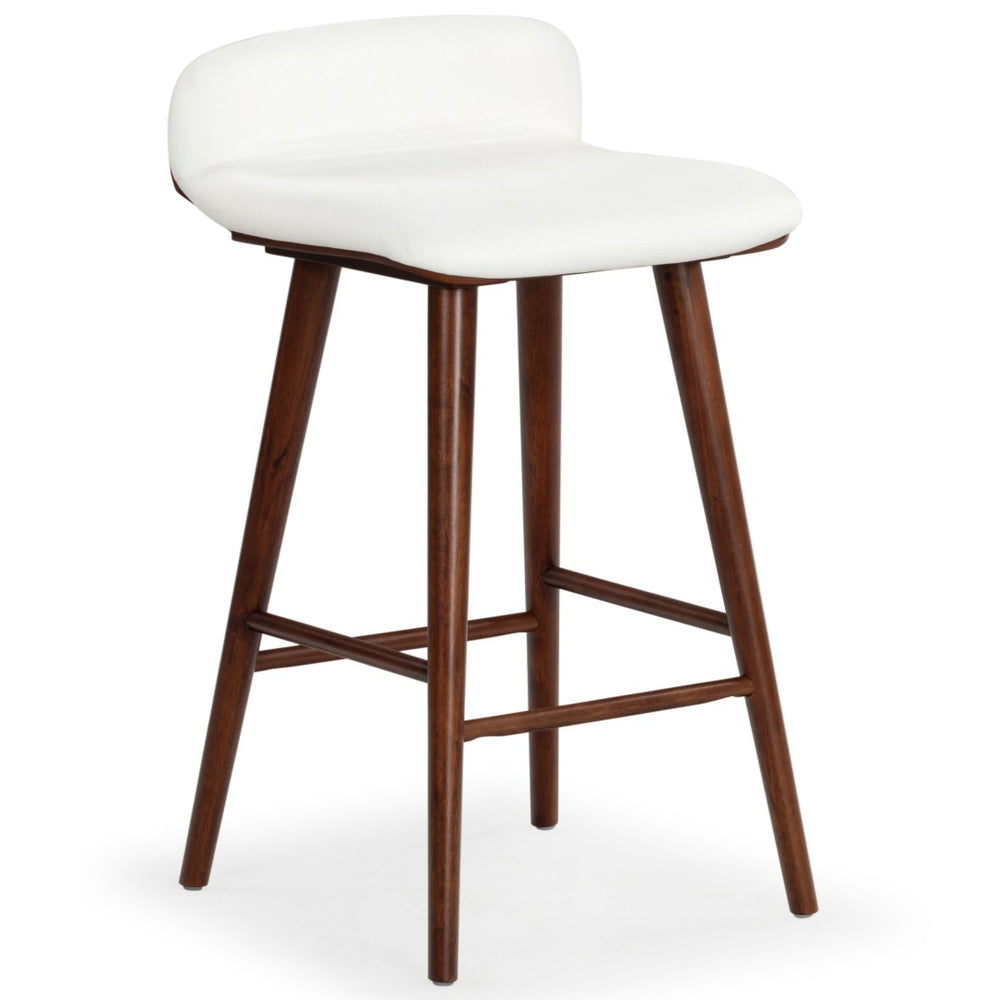 Safavieh TAZMYN Linen Barstool - Elegant White Seat with Walnut Base, Ideal for Modern Kitchens & Bars SFV4159C