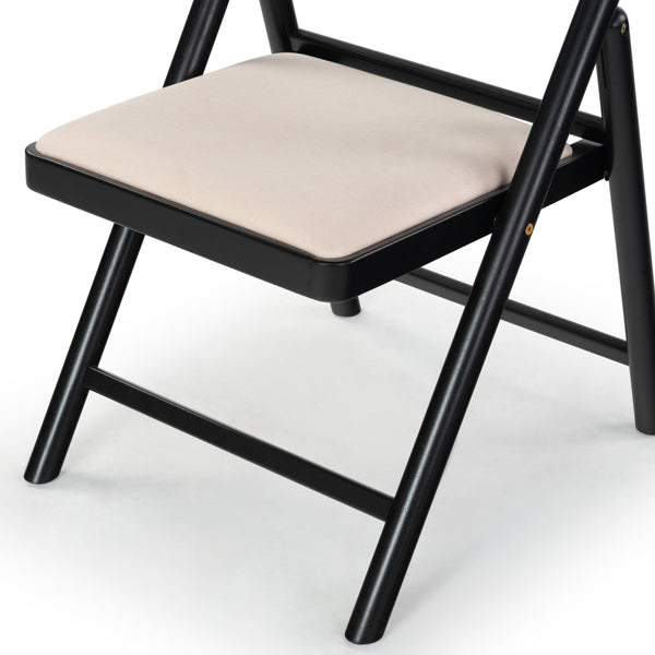 Safavieh Jacie Linen Seat Folding Chair - Elegant Rubber Wood Design For Stylish Dining And Gatherings Black ,White Wood ,Foam ,Fabric Sfv4160a-set2