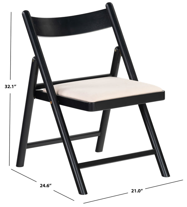Safavieh Jacie Linen Seat Folding Chair - Elegant Rubber Wood Design For Stylish Dining And Gatherings Black ,White Wood ,Foam ,Fabric Sfv4160a-set2