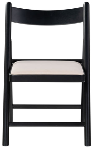 Safavieh Jacie Linen Seat Folding Chair - Elegant Rubber Wood Design For Stylish Dining And Gatherings Black ,White Wood ,Foam ,Fabric Sfv4160a-set2