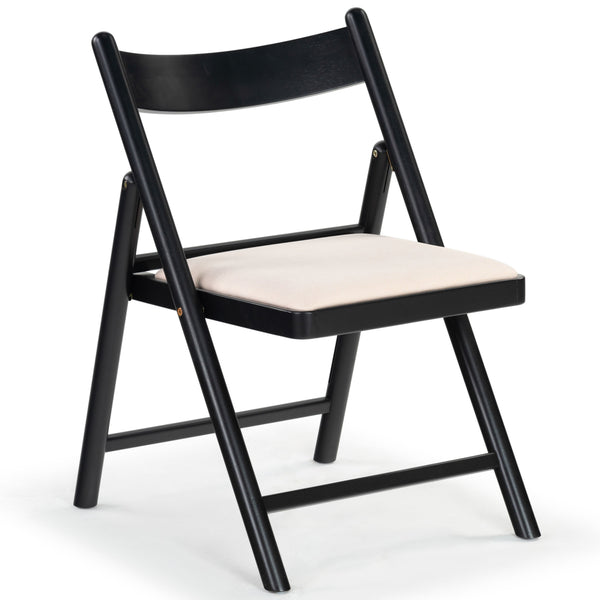 Safavieh Jacie Linen Seat Folding Chair - Elegant Rubber Wood Design For Stylish Dining And Gatherings Black ,White Wood ,Foam ,Fabric Sfv4160a-set2