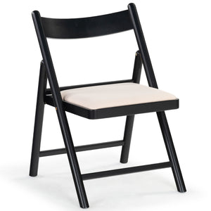 Safavieh Jacie Linen Seat Folding Chair - Elegant Rubber Wood Design For Stylish Dining And Gatherings Black ,White Wood ,Foam ,Fabric Sfv4160a-set2