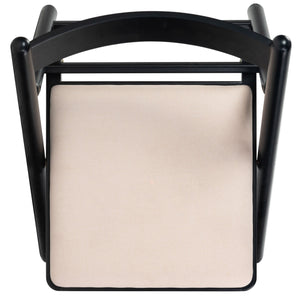 Safavieh Jacie Linen Seat Folding Chair - Elegant Rubber Wood Design For Stylish Dining And Gatherings Black ,White Wood ,Foam ,Fabric Sfv4160a-set2