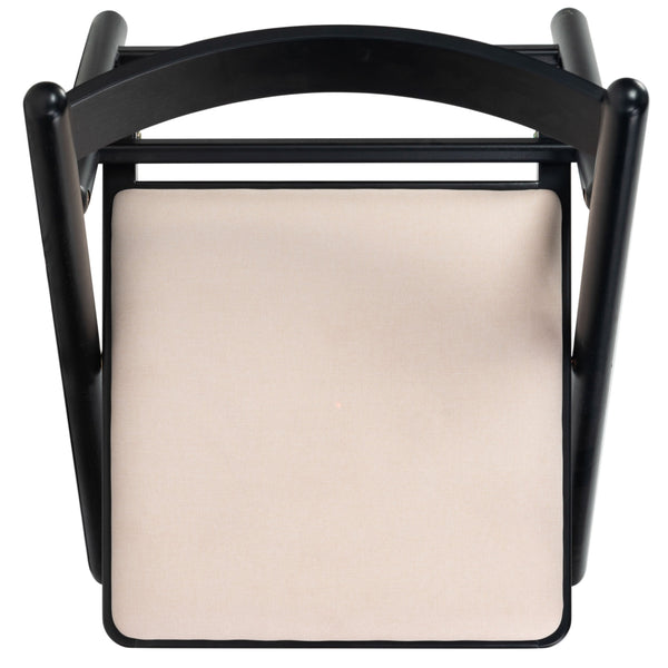 Safavieh Jacie Linen Seat Folding Chair - Elegant Rubber Wood Design For Stylish Dining And Gatherings Black ,White Wood ,Foam ,Fabric Sfv4160a-set2