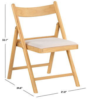 Safavieh Jacie Linen Seat Folding Chair - Elegant Rubber Wood Design For Stylish Dining And Gatherings Natural ,White Wood ,Foam ,Fabric Sfv4160b-set2