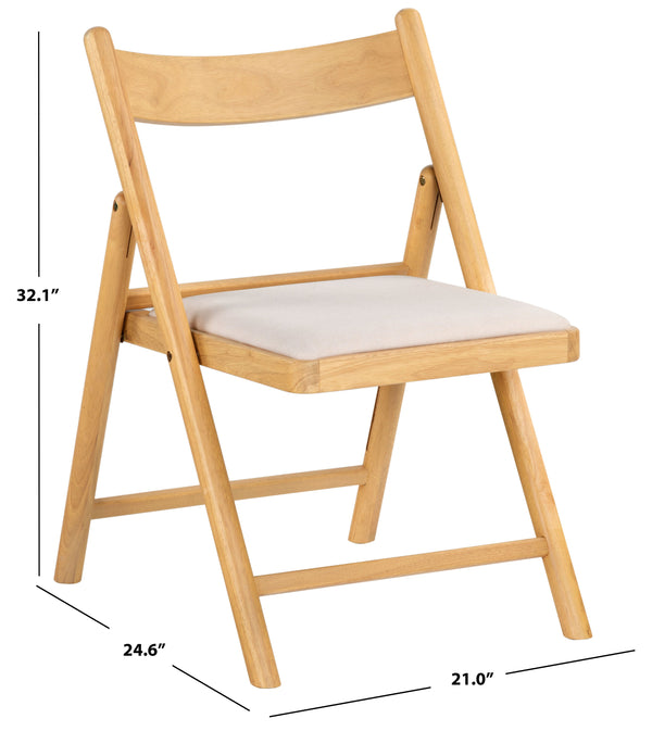 Safavieh Jacie Linen Seat Folding Chair - Elegant Rubber Wood Design For Stylish Dining And Gatherings Natural ,White Wood ,Foam ,Fabric Sfv4160b-set2