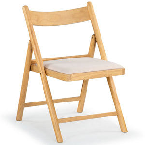 Safavieh Jacie Linen Seat Folding Chair - Elegant Rubber Wood Design For Stylish Dining And Gatherings Natural ,White Wood ,Foam ,Fabric Sfv4160b-set2