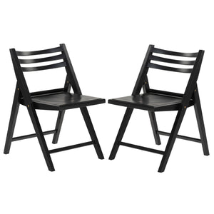 Safavieh Jacie Wood Seat Folding Chair - Elegant Design For Dining & Living Spaces, Comfort & Style Combined Black Wood Sfv4161a-set2