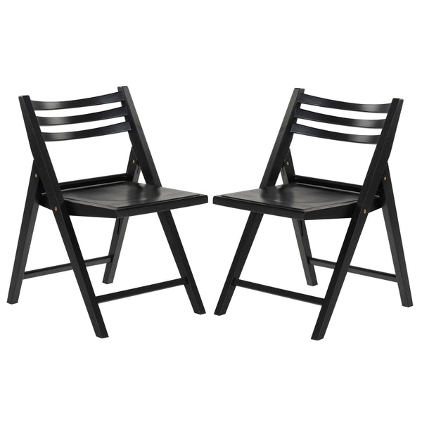 Safavieh Jacie Wood Seat Folding Chair - Elegant Design For Dining & Living Spaces, Comfort & Style Combined Black Wood Sfv4161a-set2