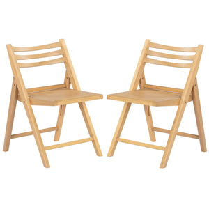 Safavieh Jacie Wood Seat Folding Chair - Elegant Design For Dining & Living Spaces, Comfort & Style Combined Natural Wood Sfv4161b-set2