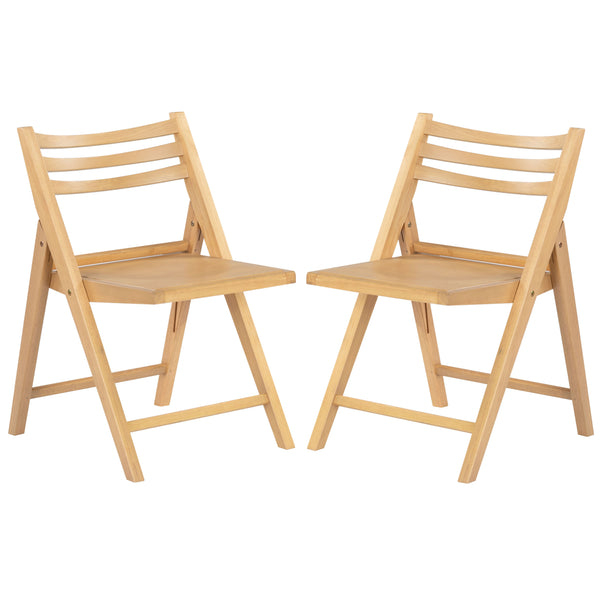 Safavieh Jacie Wood Seat Folding Chair - Elegant Design For Dining & Living Spaces, Comfort & Style Combined Natural Wood Sfv4161b-set2
