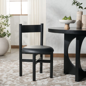 Safavieh TAYLA Leather Dining Chair – Modern Design Meets Comfort for Sophisticated Dining & Accent Seating Black / Black SFV4165A