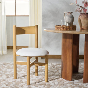 Safavieh TAYLA Linen Dining Chair - Natural & White - Modern Design, Durable Comfort for Any Dining Space SFV4165C