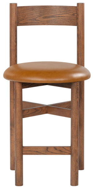 Safavieh Tayla Leather Counter Stool Walnut / Brown SFV4166B
