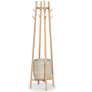 Safavieh Abellina Coat Rack With Storage Basket X23 Natural 18.8 IN W x 18.8 IN D x 62.8 IN H