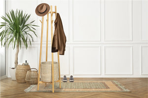 Safavieh Abellina Coat Rack With Storage Basket X23 Natural 18.8 IN W x 18.8 IN D x 62.8 IN H