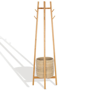Safavieh ABELLINA Coat Rack with Woven Storage Basket – Elegant, Space-Saving Organizer for Small Spaces SFV4202A