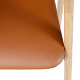 Safavieh Eamon Leather And Cane Dining Chair X23 Natural / Brown 21.5 IN W x 21.2 IN D x 29.9 IN H